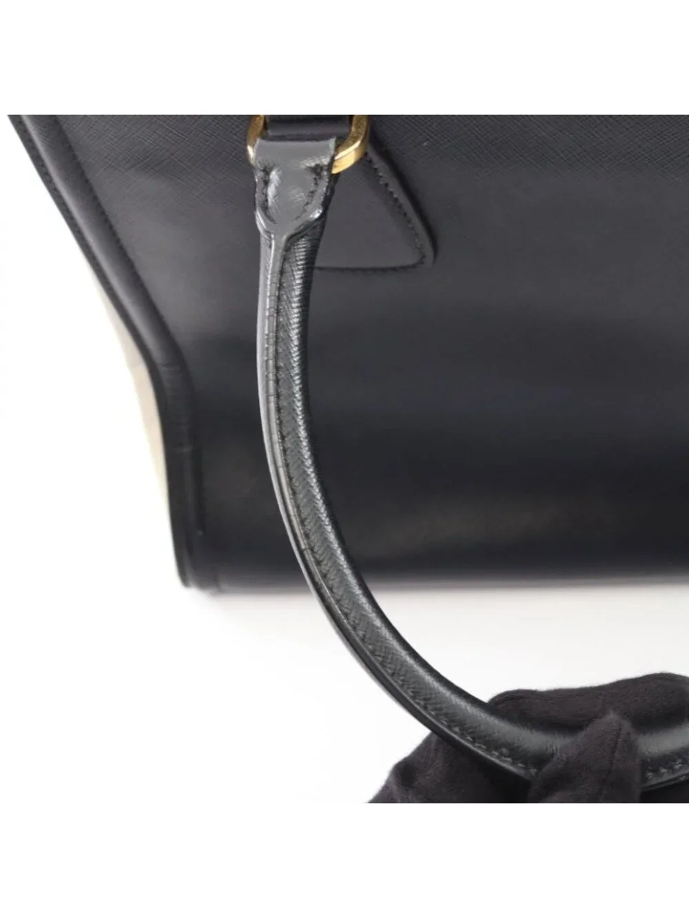 Prada Tote Galleria 2-Way Black Ivory Saffiano Leather Large Handbag